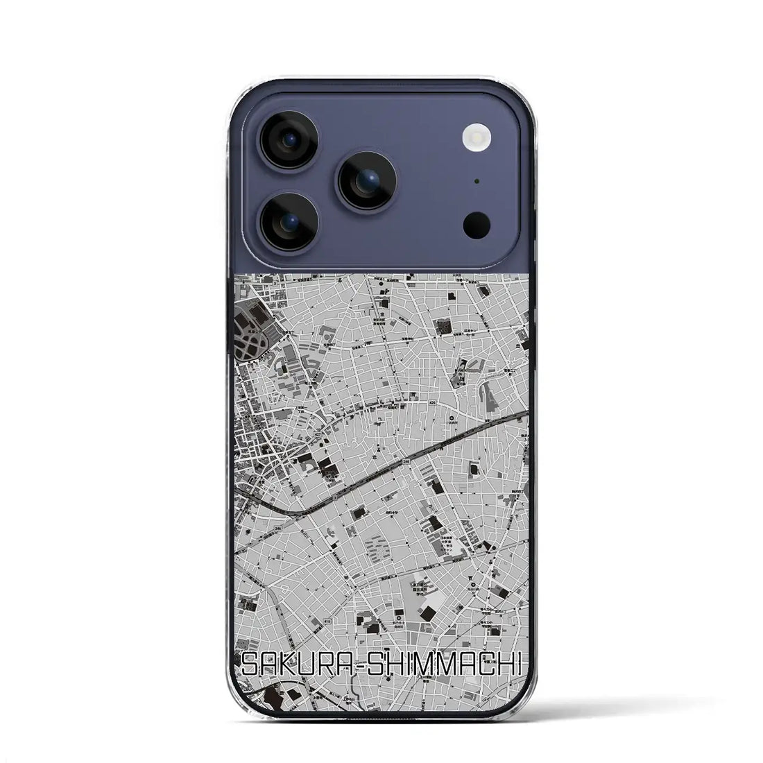 【桜新町(東京都)】地図柄iPhoneケース(クリアタイプ)モノトーン・iPhone 17 Pro Max 用