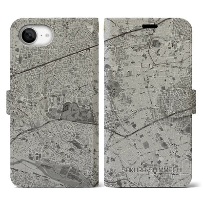 【桜新町（東京都）】地図柄iPhoneケース（手帳タイプ）