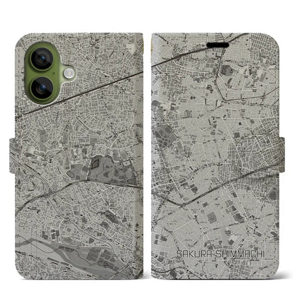【桜新町（東京都）】地図柄iPhoneケース（手帳タイプ）