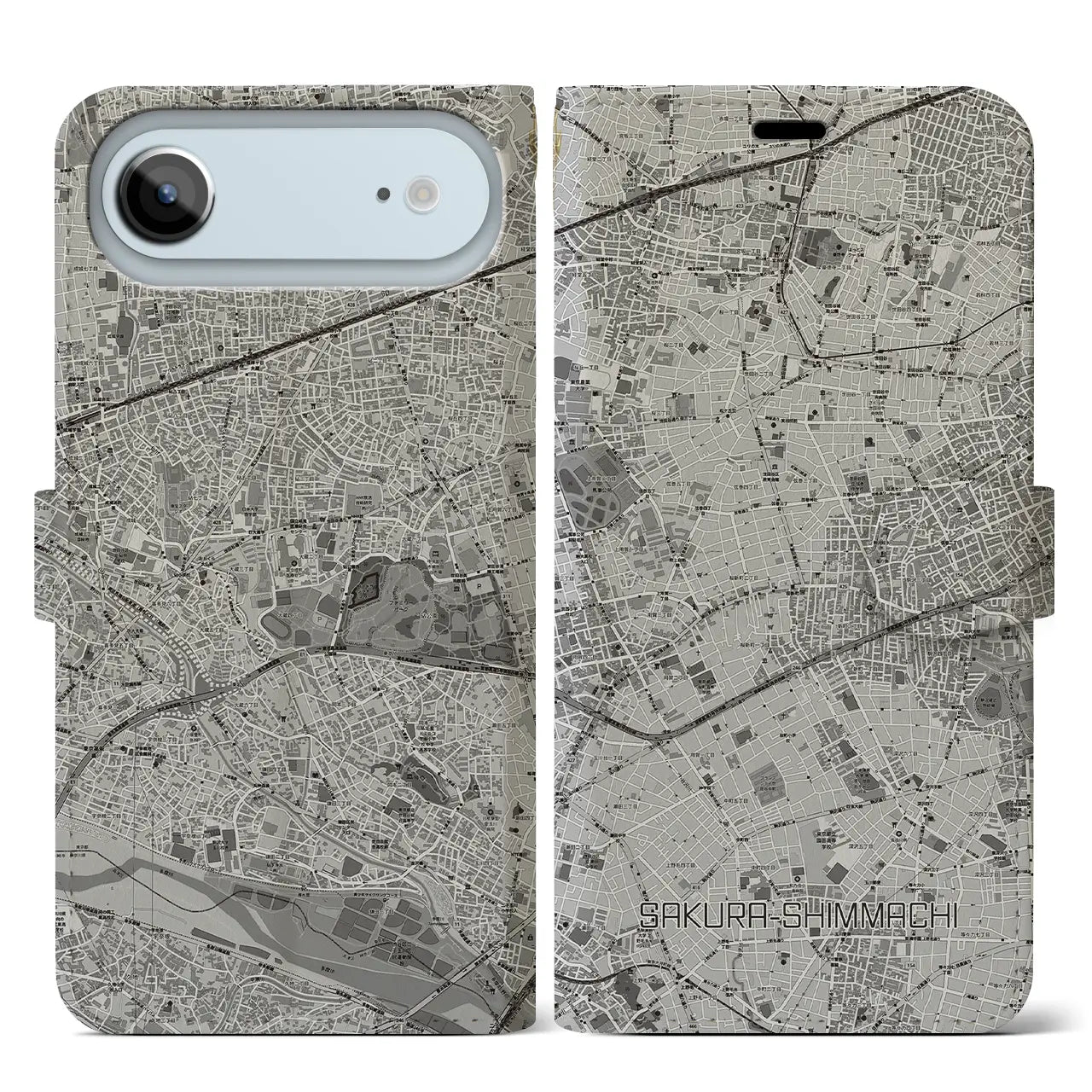 【桜新町（東京都）】地図柄iPhoneケース（手帳タイプ）
