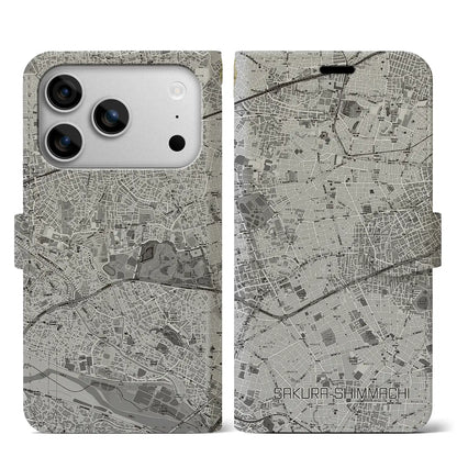 【桜新町（東京都）】地図柄iPhoneケース（手帳タイプ）