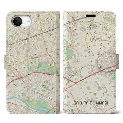 【桜新町（東京都）】地図柄iPhoneケース（手帳タイプ）
