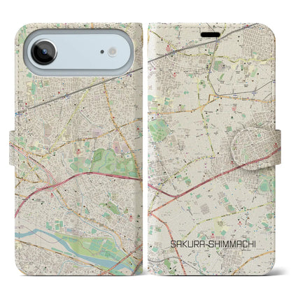 【桜新町（東京都）】地図柄iPhoneケース（手帳タイプ）