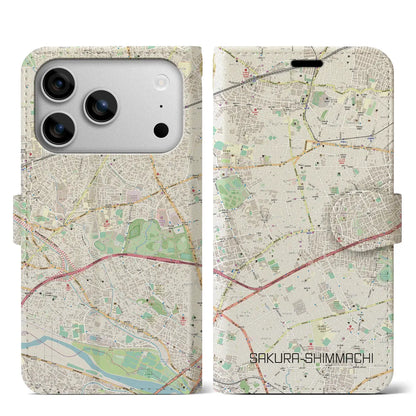 【桜新町（東京都）】地図柄iPhoneケース（手帳タイプ）