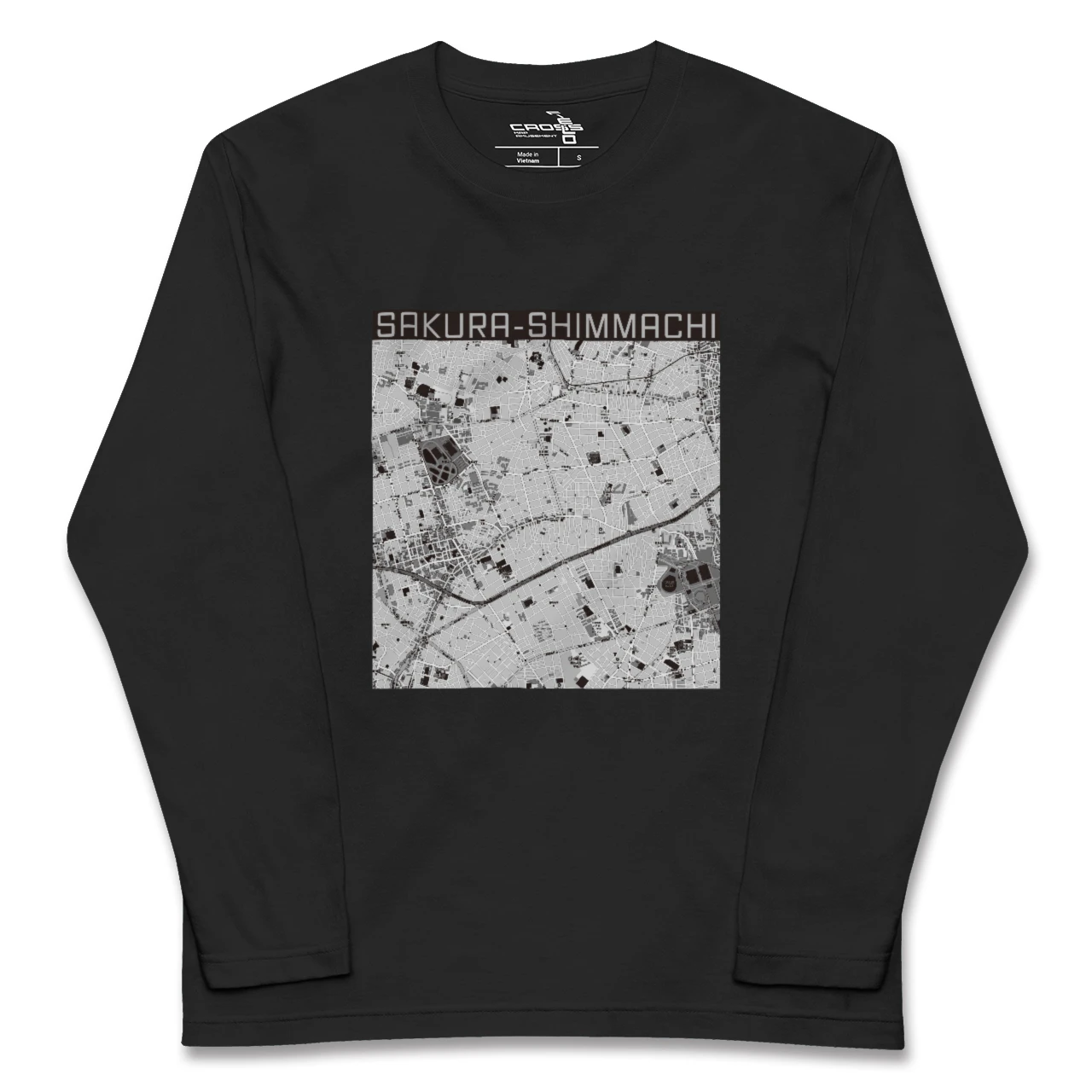 【桜新町（東京都）】地図柄ロングスリーブTシャツ