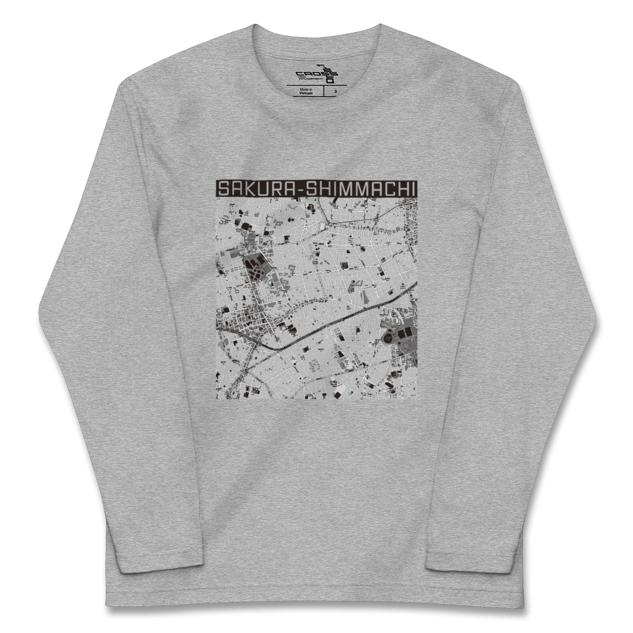 【桜新町（東京都）】地図柄ロングスリーブTシャツ