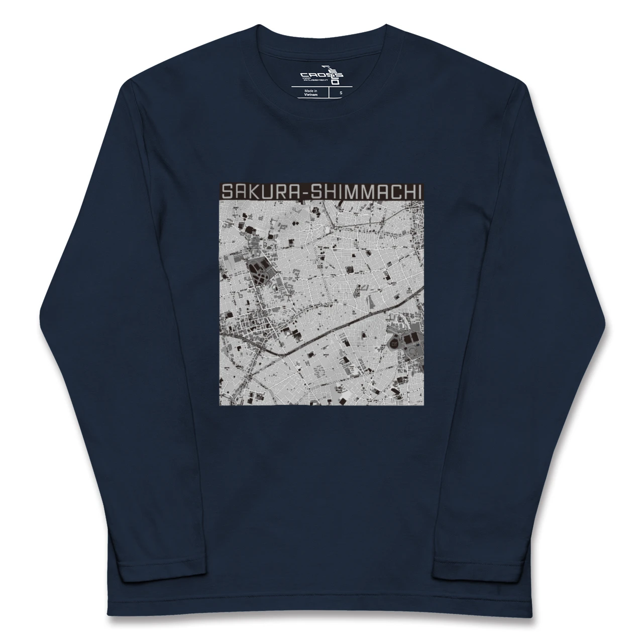 【桜新町（東京都）】地図柄ロングスリーブTシャツ