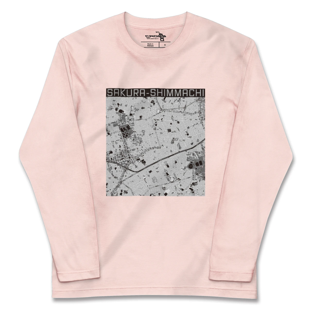 【桜新町（東京都）】地図柄ロングスリーブTシャツ