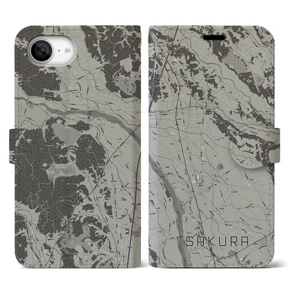 【さくら（栃木県）】地図柄iPhoneケース（手帳タイプ）