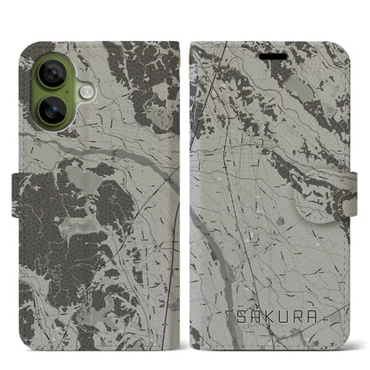 【さくら（栃木県）】地図柄iPhoneケース（手帳タイプ）