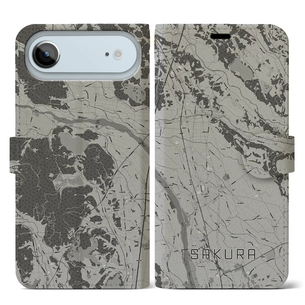 【さくら（栃木県）】地図柄iPhoneケース（手帳タイプ）