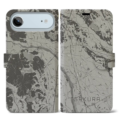 【さくら（栃木県）】地図柄iPhoneケース（手帳タイプ）