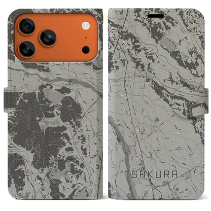 【さくら（栃木県）】地図柄iPhoneケース（手帳タイプ）