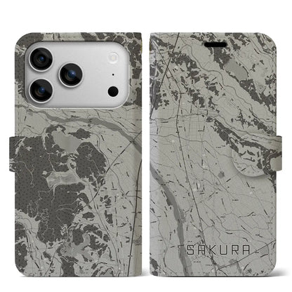 【さくら（栃木県）】地図柄iPhoneケース（手帳タイプ）