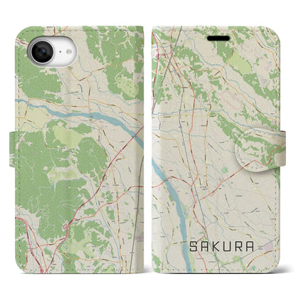 【さくら（栃木県）】地図柄iPhoneケース（手帳タイプ）