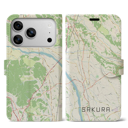 【さくら（栃木県）】地図柄iPhoneケース（手帳タイプ）
