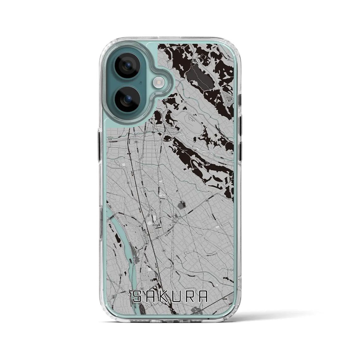 【さくら（栃木県）】地図柄iPhoneケース（MagSafeタイプ）モノトーン・iPhone 16 Pro 用