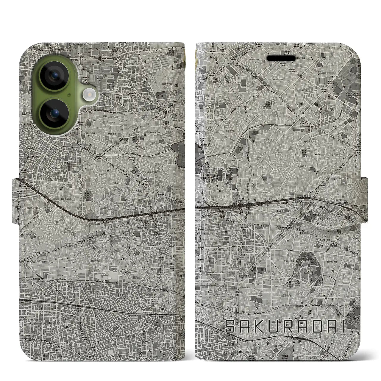 【桜台（東京都）】地図柄iPhoneケース（手帳タイプ）