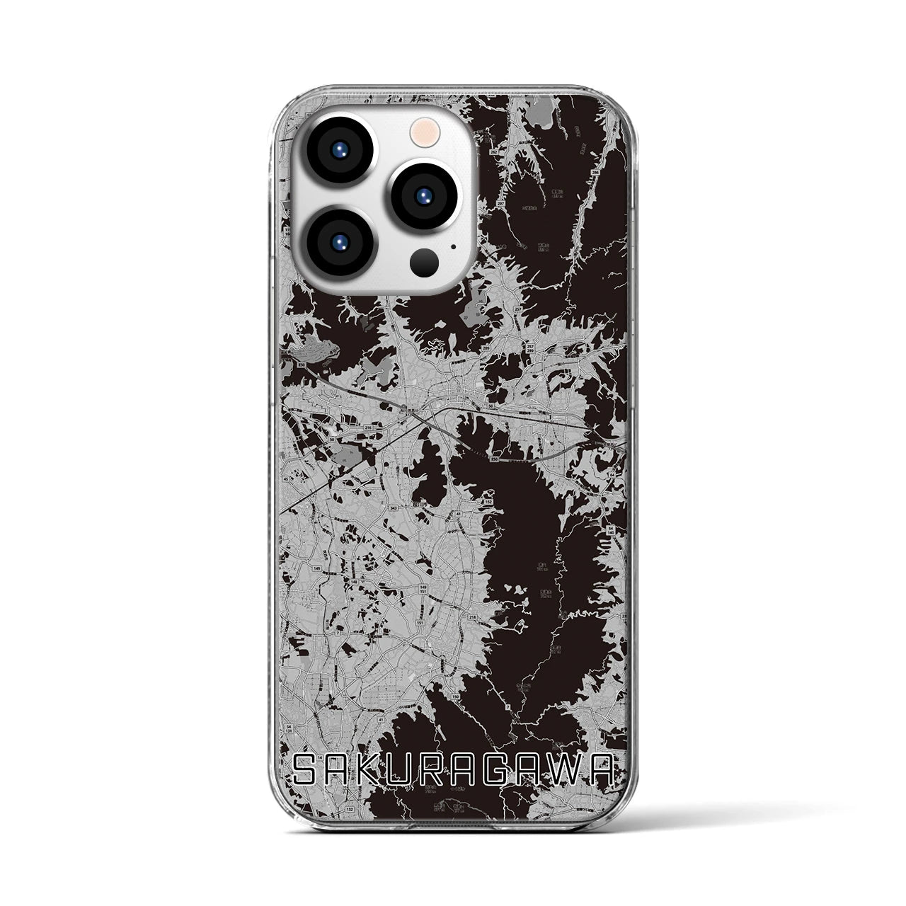 【桜川（茨城県）】地図柄iPhoneケース（クリアタイプ）