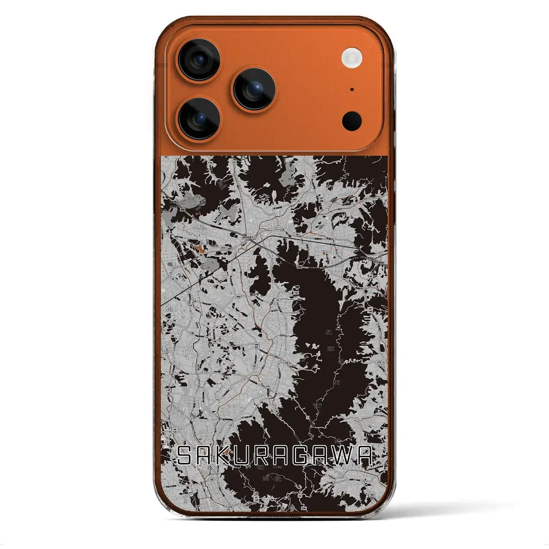 【桜川(茨城県)】地図柄iPhoneケース(クリアタイプ)モノトーン・iPhone 17 Pro Max 用