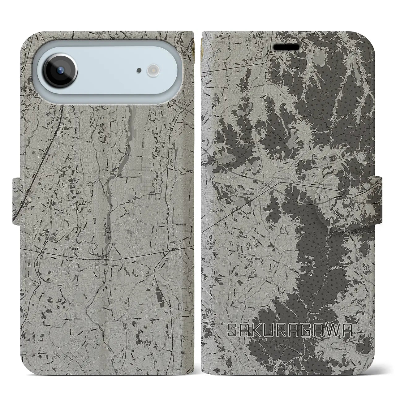 【桜川（茨城県）】地図柄iPhoneケース（手帳タイプ）