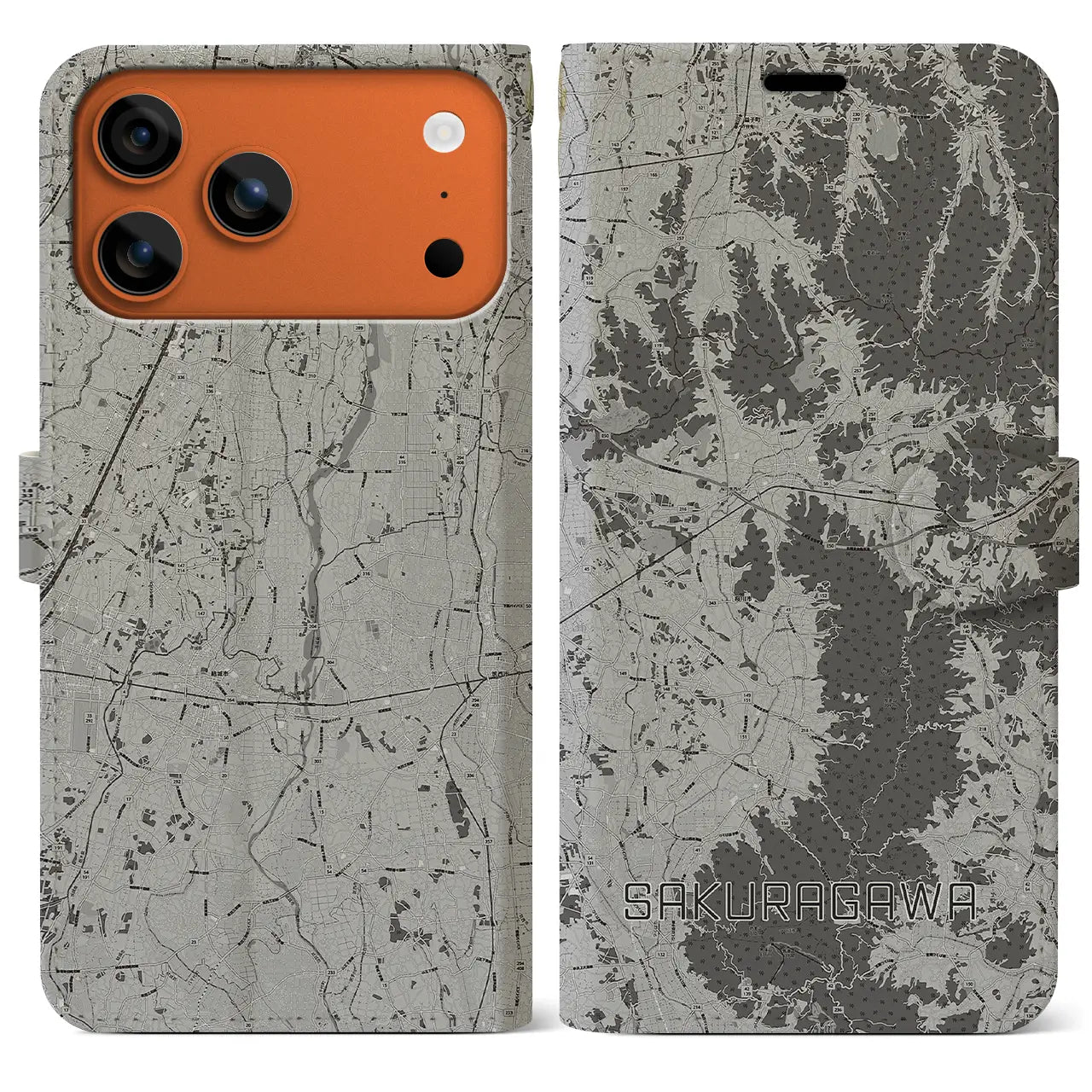 【桜川（茨城県）】地図柄iPhoneケース（手帳タイプ）