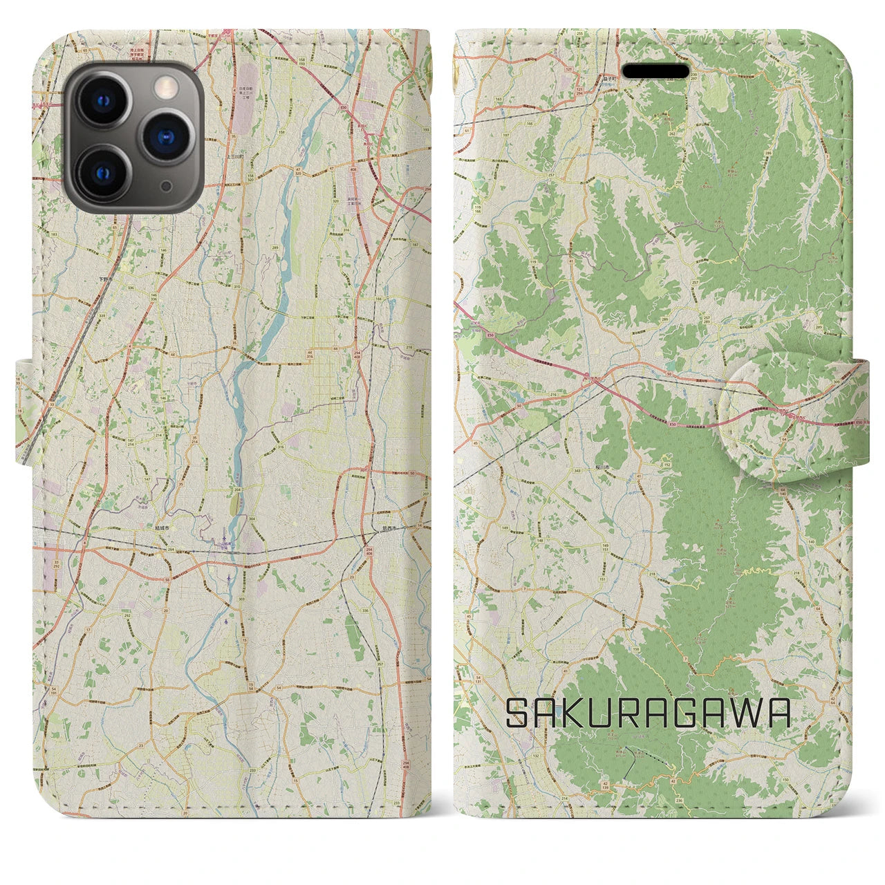 【桜川（茨城県）】地図柄iPhoneケース（手帳タイプ）