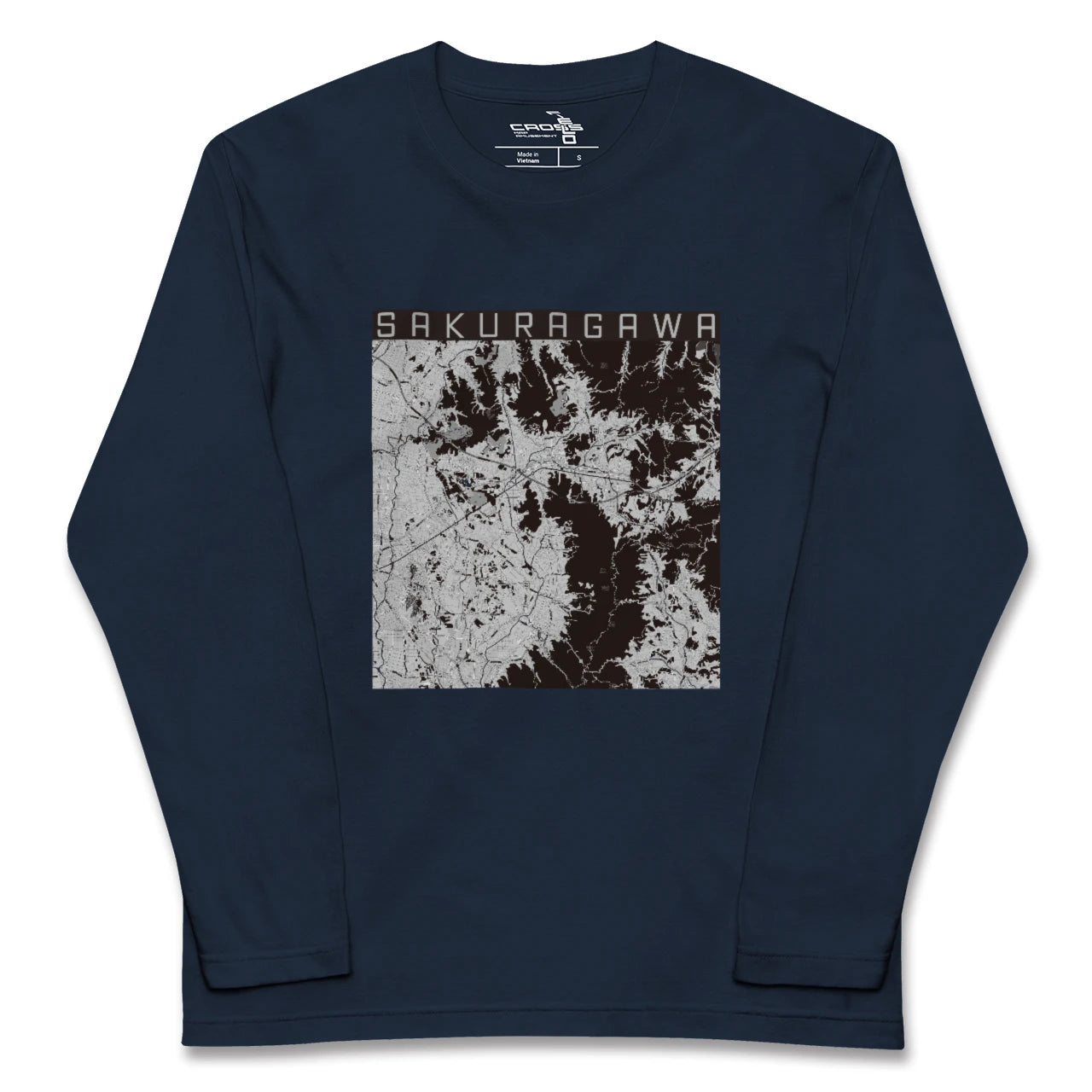 【桜川（茨城県）】地図柄ロングスリーブTシャツ