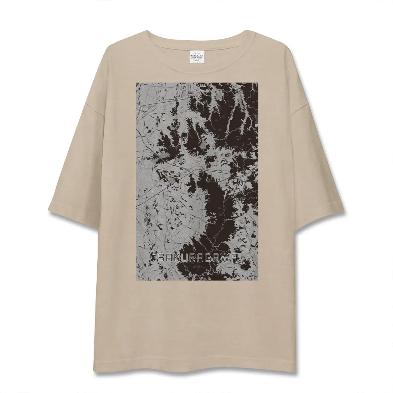 【桜川（茨城県）】地図柄ビッグシルエットTシャツ