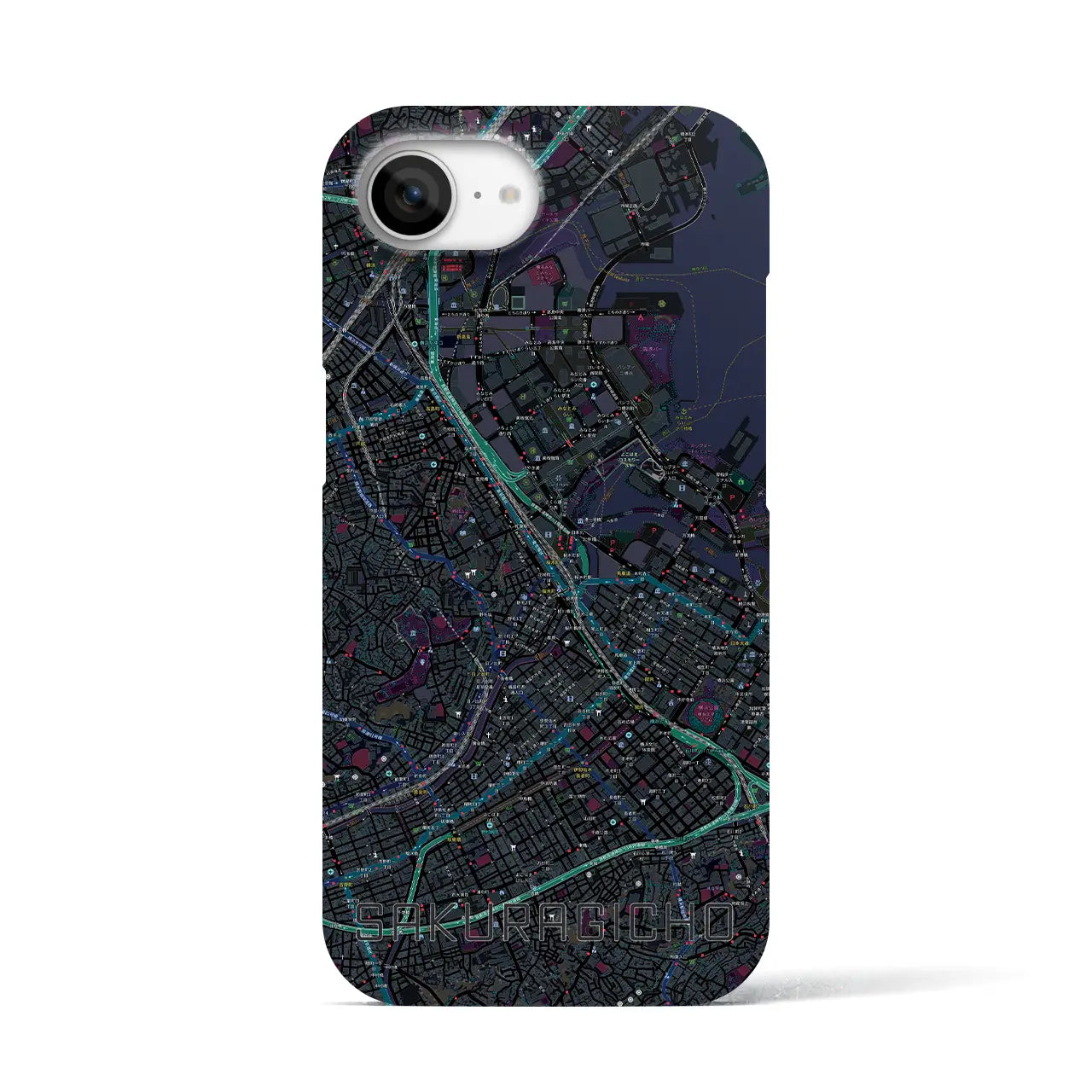 【桜木町（神奈川県）】地図柄iPhoneケース（バックカバータイプ）