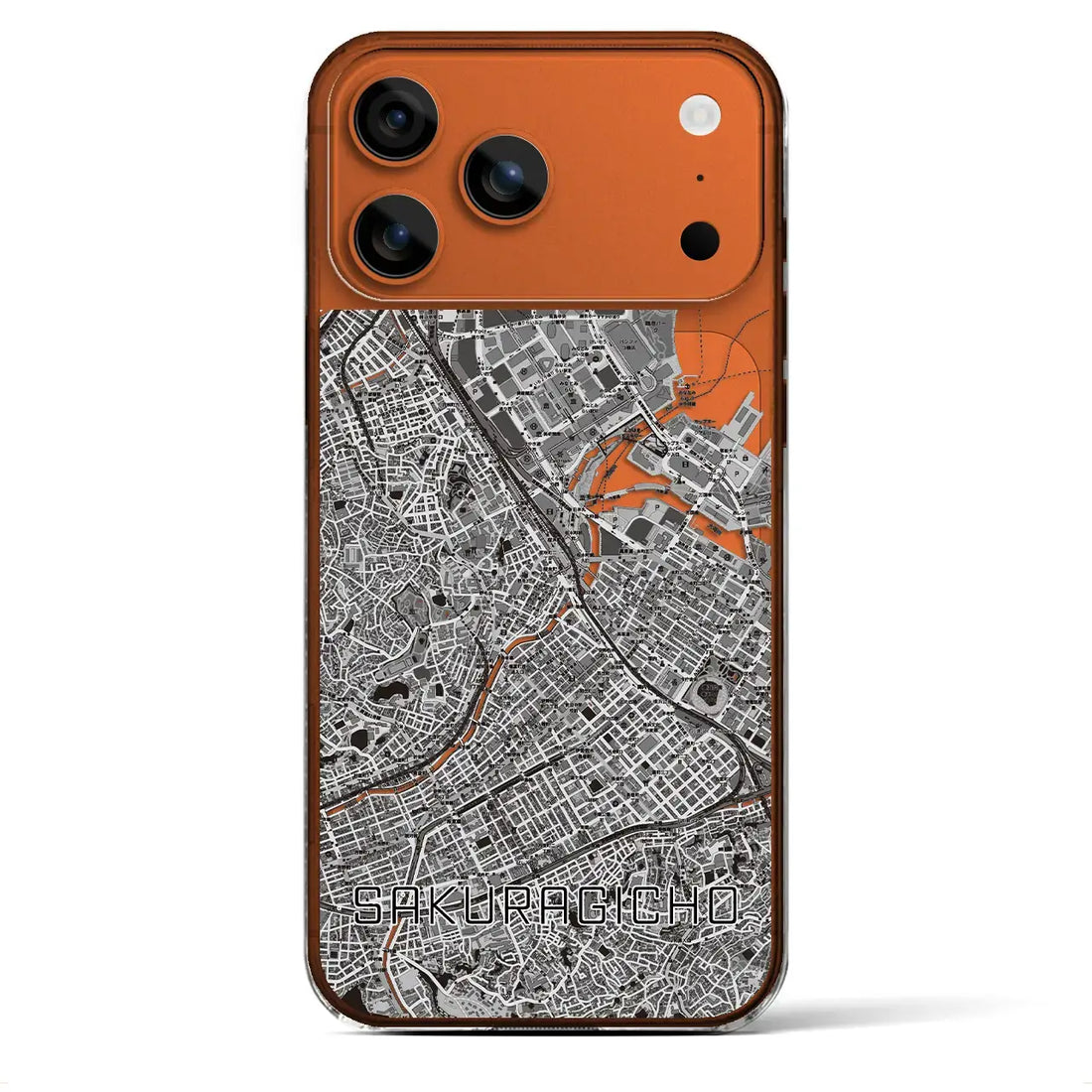 【桜木町（神奈川県）】地図柄iPhoneケース（クリアタイプ）モノトーン・iPhone 17 Pro Max 用