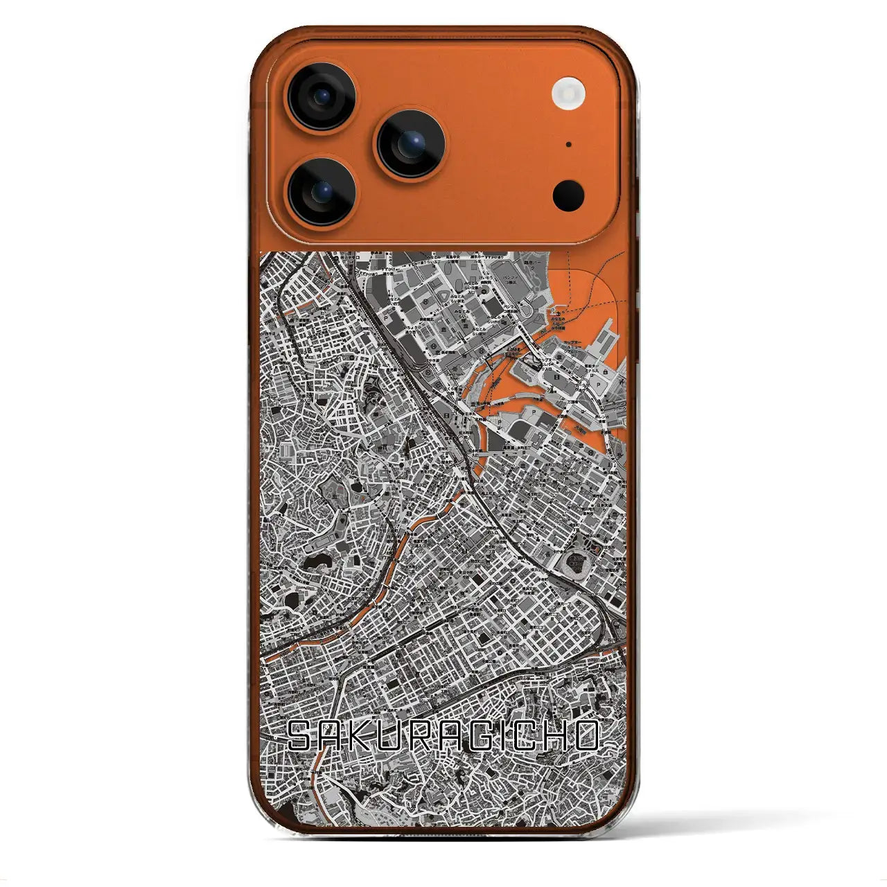 【桜木町（神奈川県）】地図柄iPhoneケース（クリアタイプ）モノトーン・iPhone 17 Pro Max 用