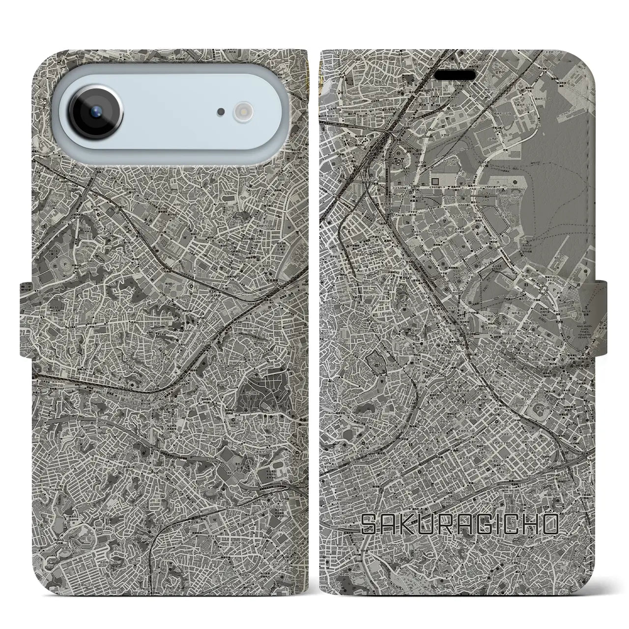 【桜木町（神奈川県）】地図柄iPhoneケース（手帳タイプ）