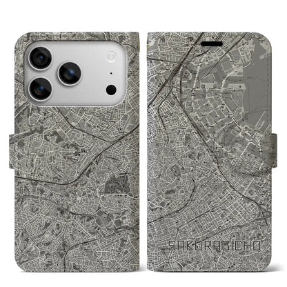 【桜木町（神奈川県）】地図柄iPhoneケース（手帳タイプ）