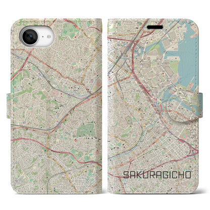 【桜木町（神奈川県）】地図柄iPhoneケース（手帳タイプ）