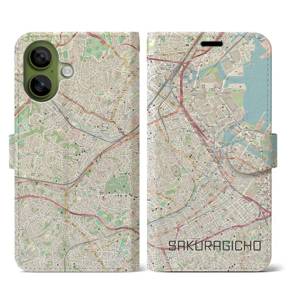 【桜木町（神奈川県）】地図柄iPhoneケース（手帳タイプ）