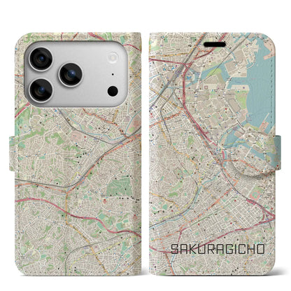 【桜木町（神奈川県）】地図柄iPhoneケース（手帳タイプ）