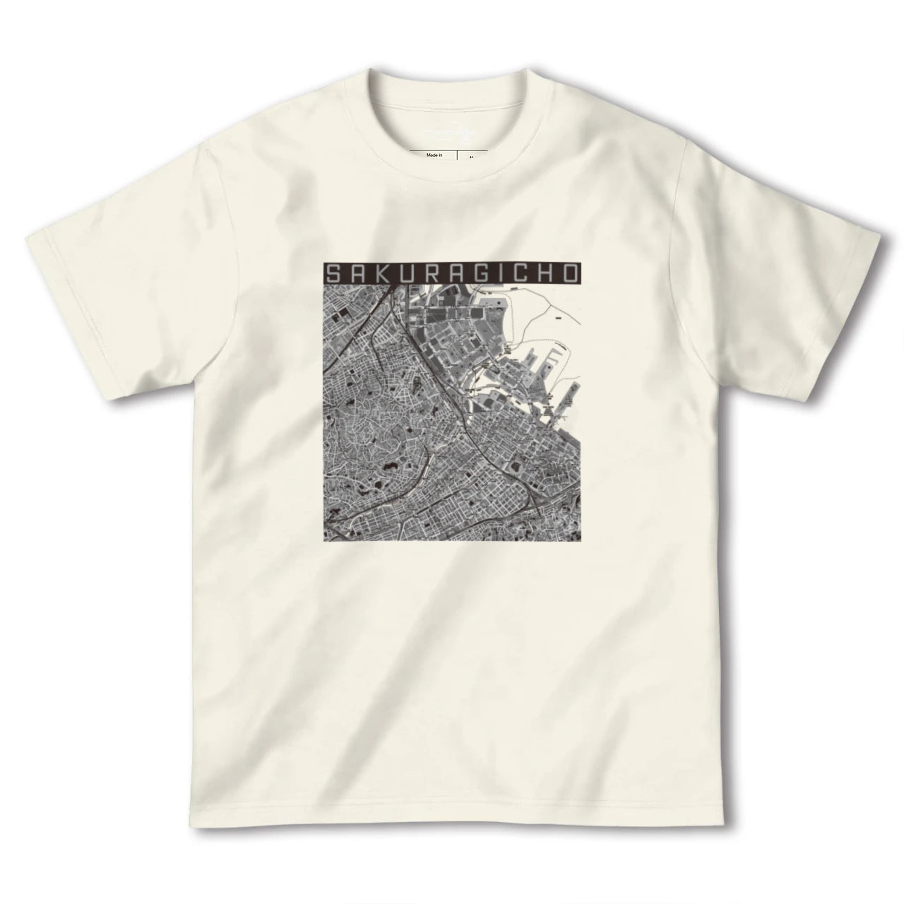 【桜木町（神奈川県）】地図柄ヘビーウェイトTシャツ