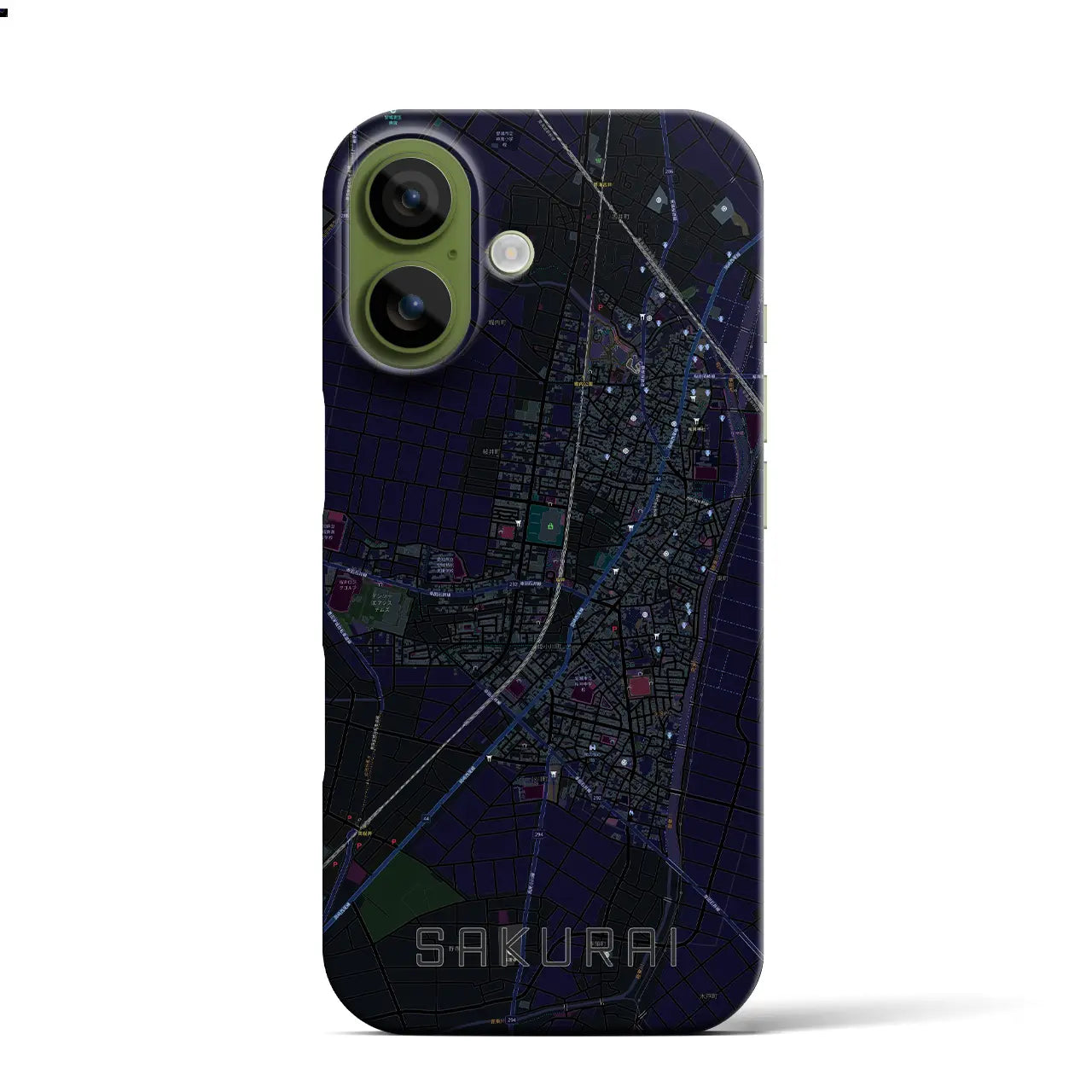 【桜井（愛知県）】地図柄iPhoneケース（バックカバータイプ）