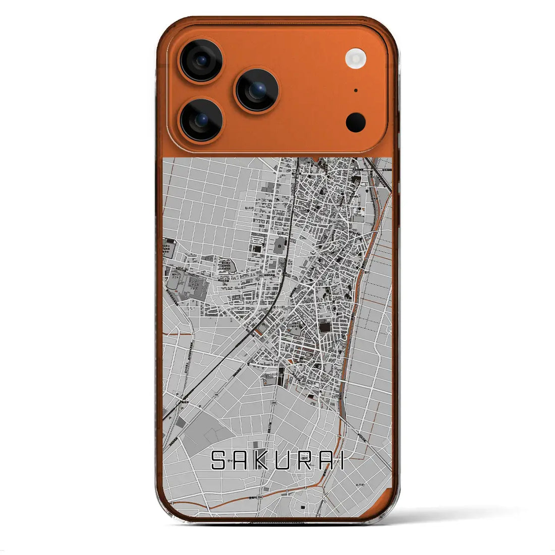 【桜井(愛知県)】地図柄iPhoneケース(クリアタイプ)モノトーン・iPhone 17 Pro Max 用