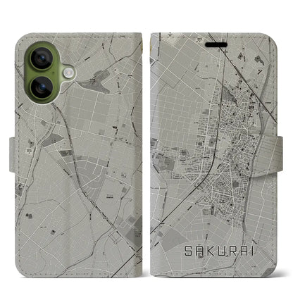 【桜井（愛知県）】地図柄iPhoneケース（手帳タイプ）