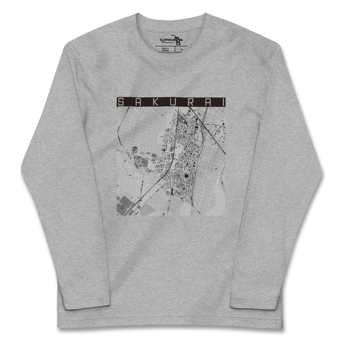 【桜井(愛知県)(愛知県)】地図柄ロングスリーブTシャツ