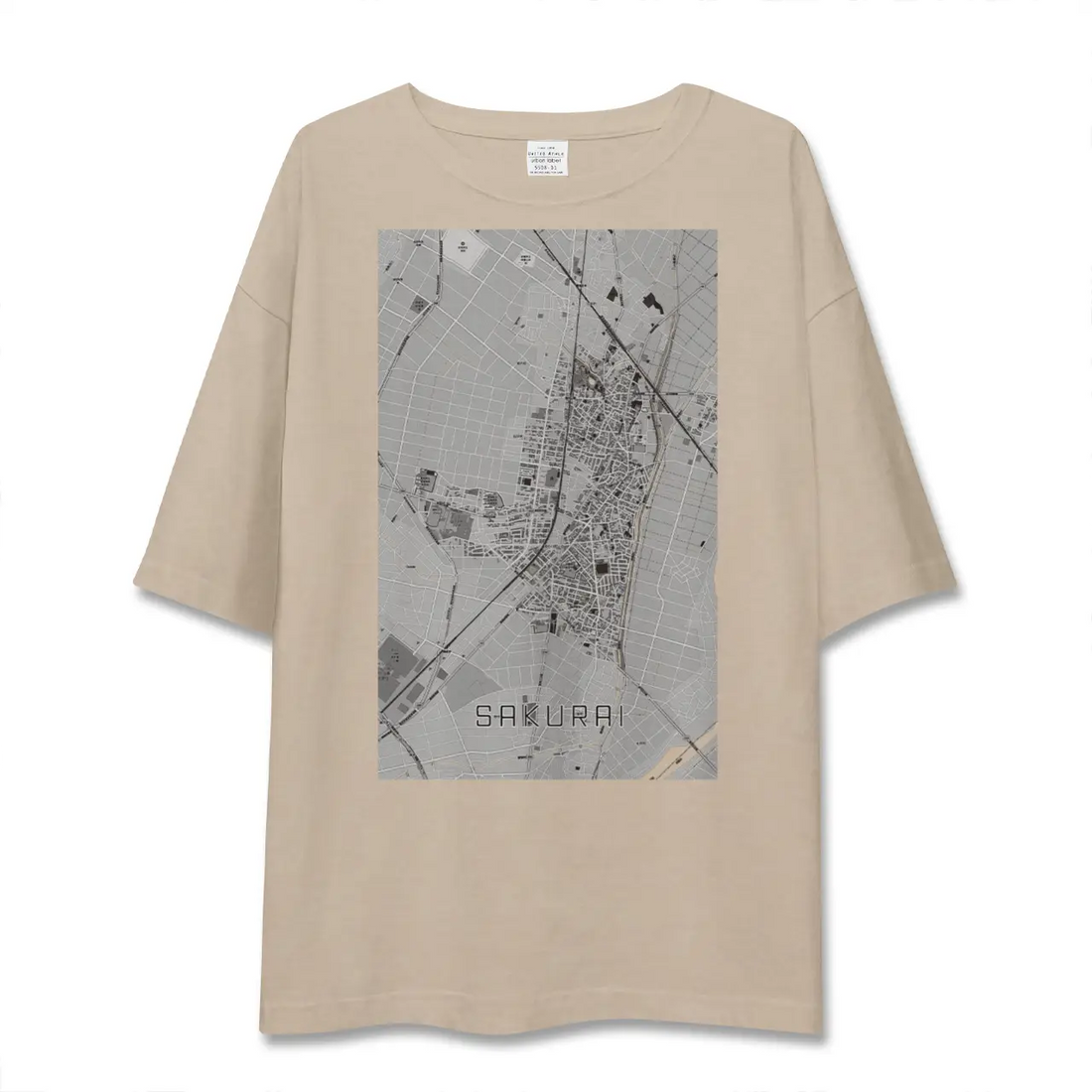 【桜井（愛知県）（愛知県）】地図柄ビッグシルエットTシャツ
