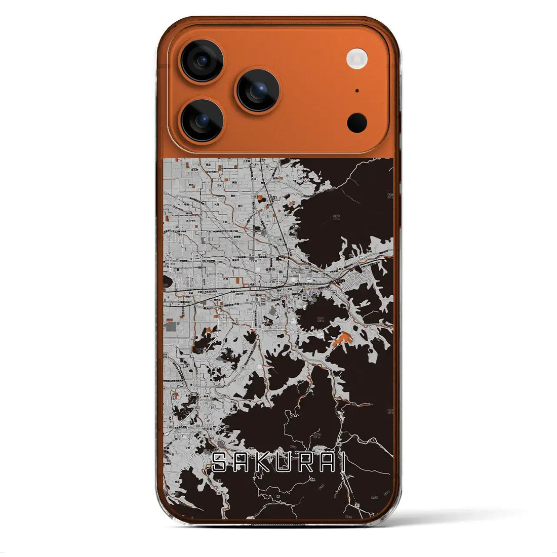【桜井(奈良県)】地図柄iPhoneケース(クリアタイプ)モノトーン・iPhone 17 Pro Max 用