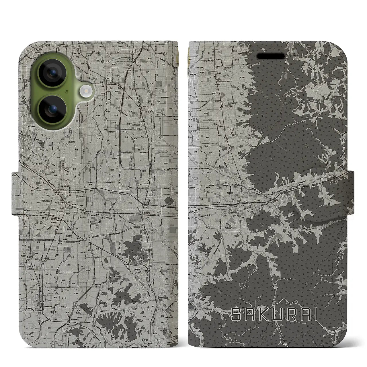 【桜井（奈良県）】地図柄iPhoneケース（手帳タイプ）