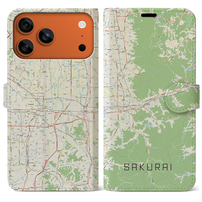 【桜井（奈良県）】地図柄iPhoneケース（手帳タイプ）