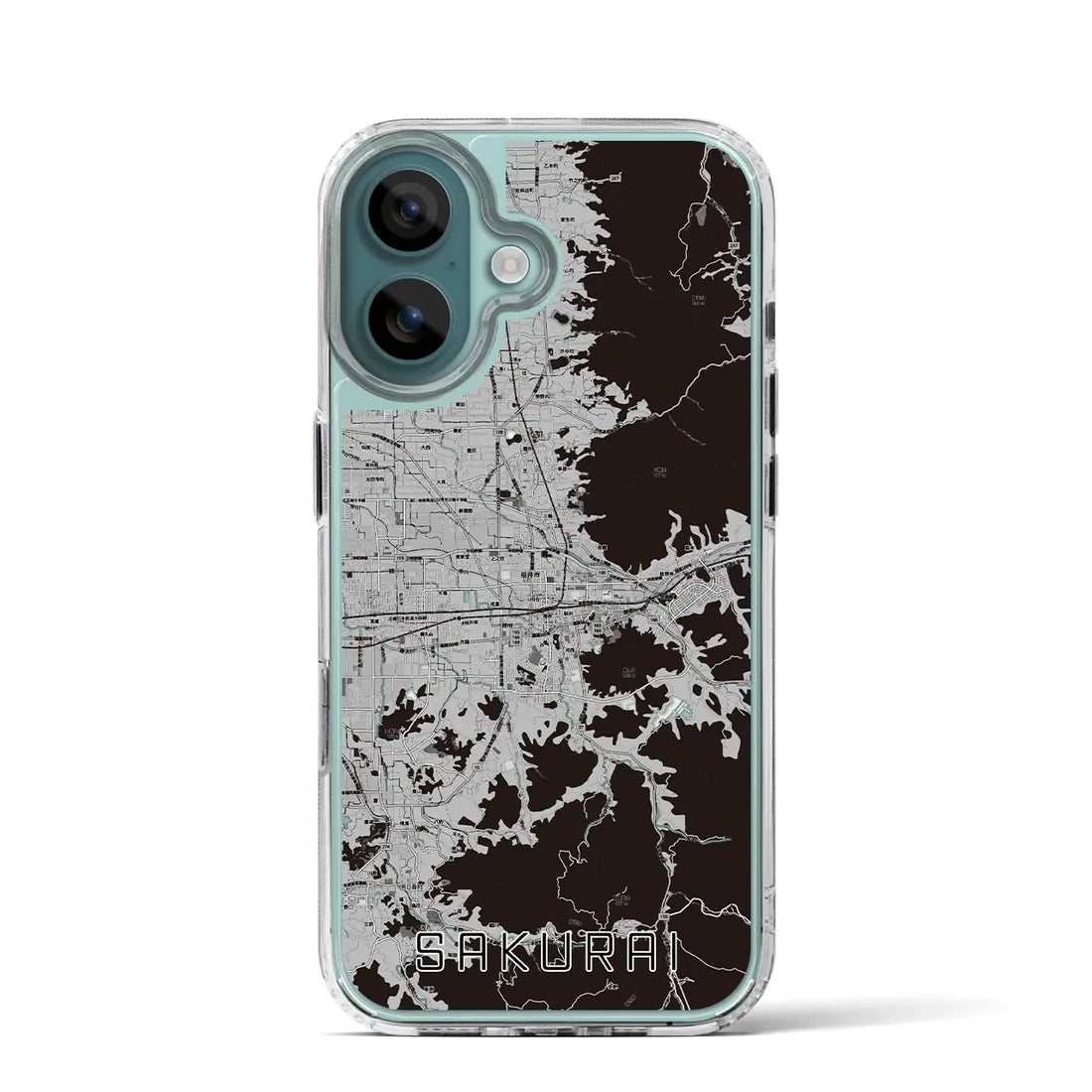 【桜井（奈良県）】地図柄iPhoneケース（MagSafeタイプ）モノトーン・iPhone 16 Pro 用