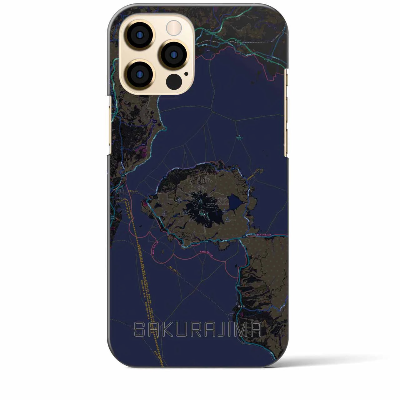 【桜島（鹿児島県）】地図柄iPhoneケース（バックカバータイプ）