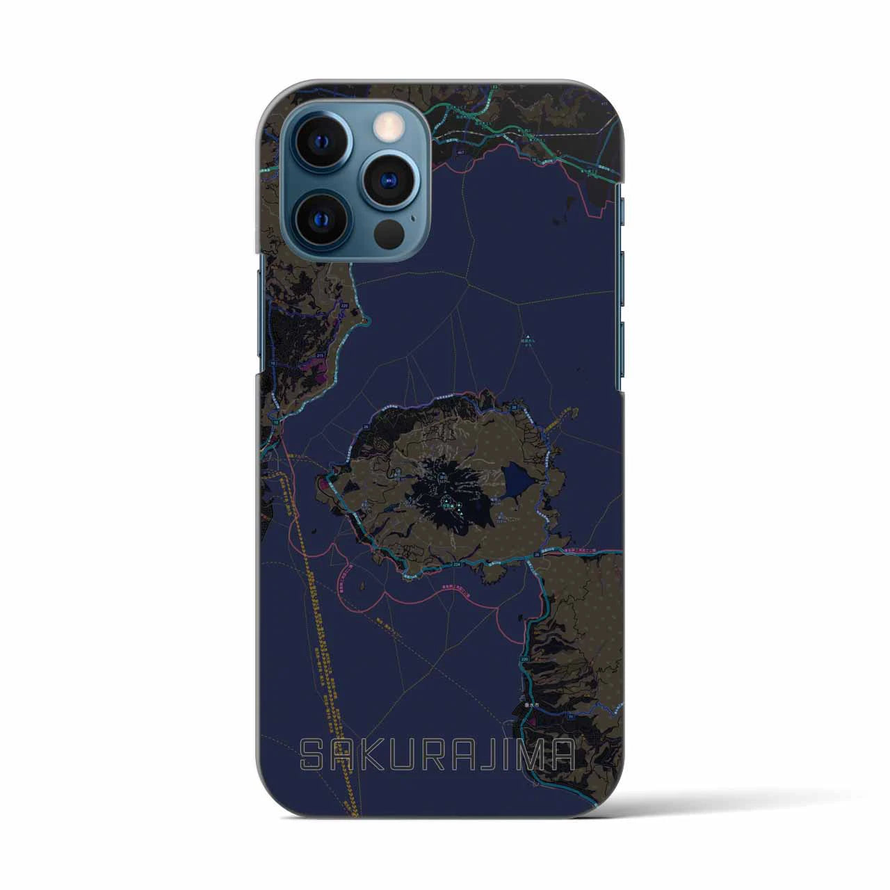 【桜島（鹿児島県）】地図柄iPhoneケース（バックカバータイプ）