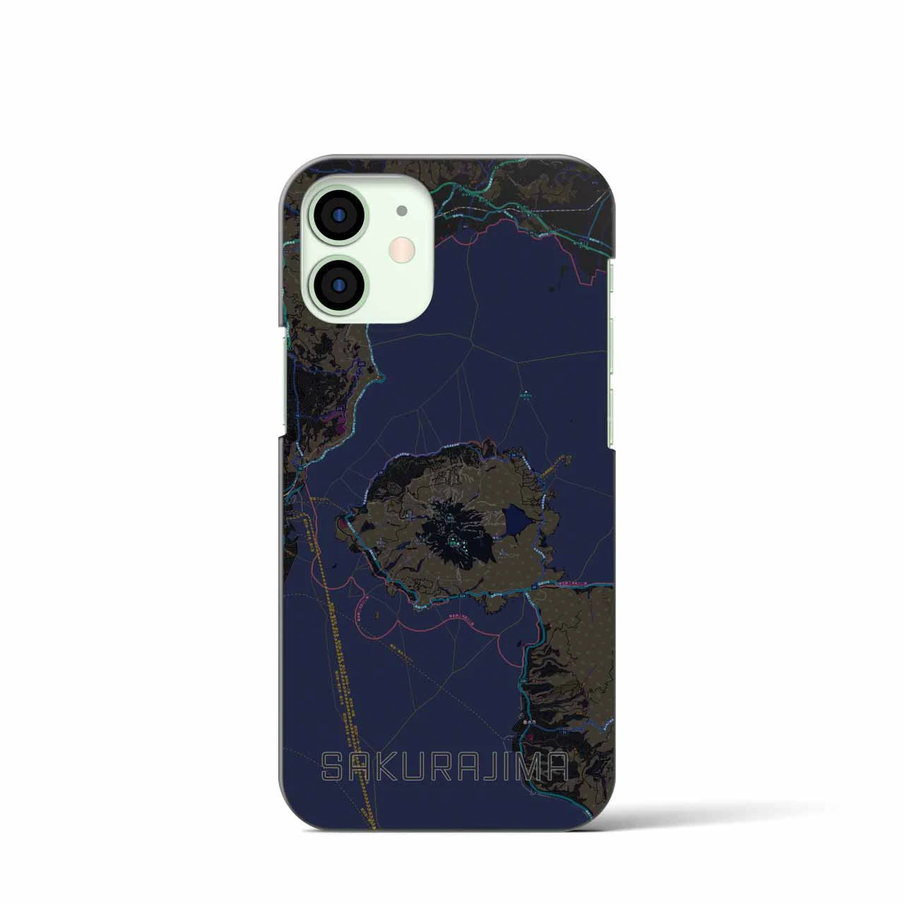【桜島（鹿児島県）】地図柄iPhoneケース（バックカバータイプ）
